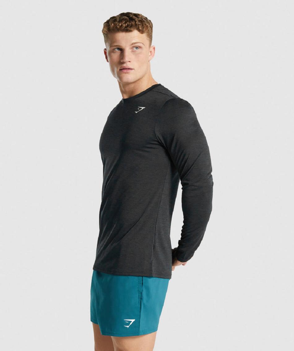 Long Sleeve Gymshark Arrival Marl Hombre Negras | CO 3505OKI